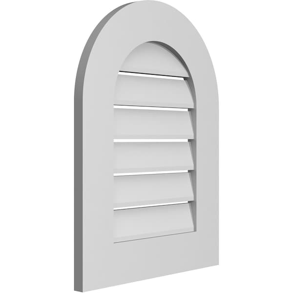Round Top Surface Mount PVC Gable Vent: Functional, W/ 3-1/2W X 1P Standard Frame, 18W X 24H
